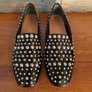 HALOGEN Black Patent Studded Flats (Nordstrom) 7.5